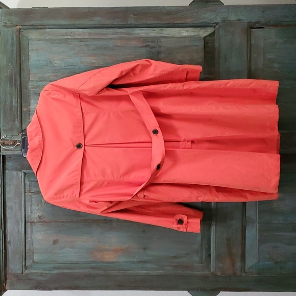 LAND'S END Women's Long Sleeves Buttons Trench Raincoat in Orange, Size Small - Picture 2 of 10